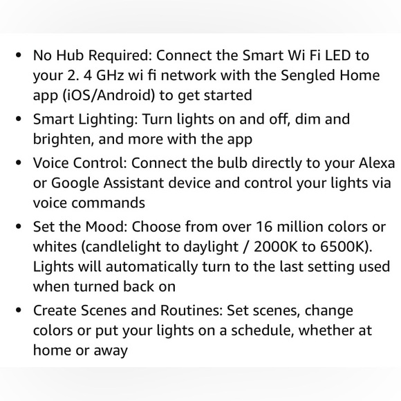 NWT Matter Sengled Smart WiFi Color Changing Light Bulb Dimming Soft White - Picture 13 of 17